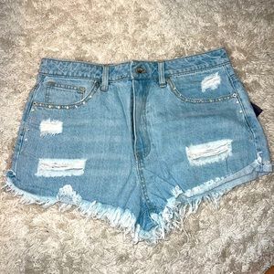 NWT denim shorts with iridescent jewels. great for festivals!